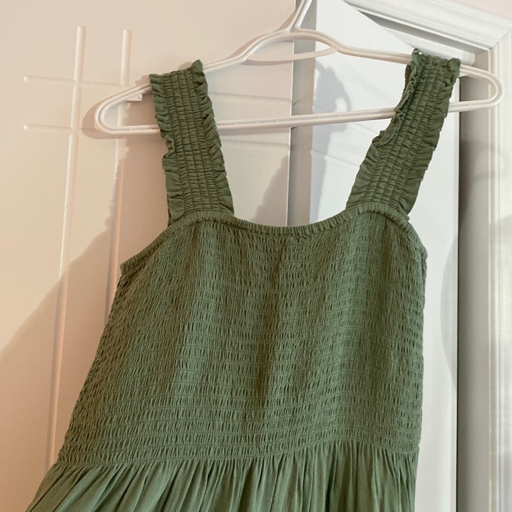 Aerie Green Ruffle Midi Dress